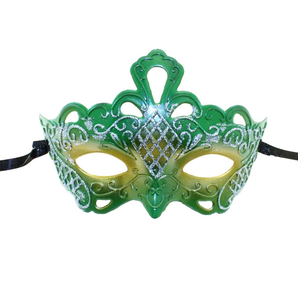 Zac's Alter Ego - Classic Venetian Two Tone Glitter Masquerade Maske - Grün
